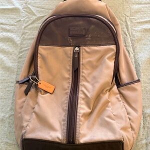 Coach Nylon & Leather Backpackj – Tan/Brown – Authentic